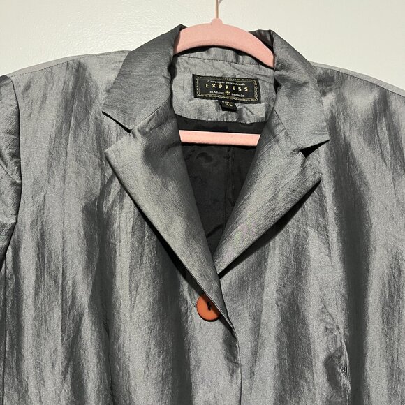 Express Womens Vintage Taffeta Trench Coat 8 Glam Gala Occasion Party New Years - Picture 4 of 10